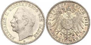 3 Mark 巴登大公國 (1806 - 1918) 銀 弗里德里希二世 (巴登)