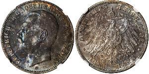 3 Mark 巴登大公國 (1806 - 1918) 銀 弗里德里希二世 (巴登)