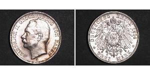 3 Mark 巴登大公國 (1806 - 1918) 銀 弗里德里希二世 (巴登)