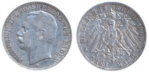 3 Mark 巴登大公國 (1806 - 1918) 銀 弗里德里希二世 (巴登)