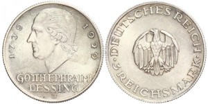 3 Mark 德意志帝國 (1871 - 1918) 銀 戈特霍尔德·埃夫莱姆·莱辛