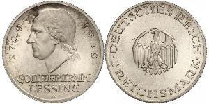3 Mark 德意志帝國 (1871 - 1918) 銀 戈特霍尔德·埃夫莱姆·莱辛