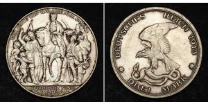 3 Mark 普魯士王國 (1701 - 1918) 銀 