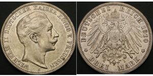 3 Mark 普魯士王國 (1701 - 1918) 銀 威廉二世 (德国)