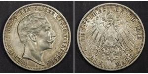 3 Mark 普魯士王國 (1701 - 1918) 銀 威廉二世 (德国)
