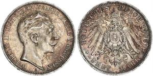 3 Mark 普魯士王國 (1701 - 1918) 銀 威廉二世 (德国)