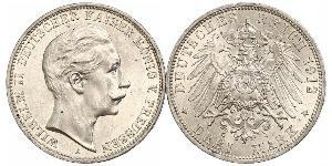 3 Mark 普魯士王國 (1701 - 1918) 銀 威廉二世 (德国)