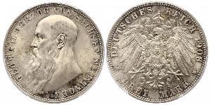 3 Mark 萨克森-迈宁根 (1680 - 1918) 銀 Georg II, Duke of Saxe-Meiningen