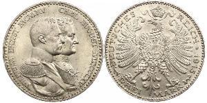 3 Mark 萨克森-魏玛-艾森纳赫 (1809 - 1918) 銀 威廉·恩斯特 (萨克森-魏玛-艾森纳赫)