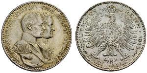 3 Mark 萨克森-魏玛-艾森纳赫 (1809 - 1918) 銀 威廉·恩斯特 (萨克森-魏玛-艾森纳赫)