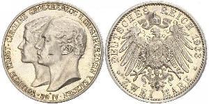 3 Mark 萨克森-魏玛-艾森纳赫 (1809 - 1918) 銀 威廉·恩斯特 (萨克森-魏玛-艾森纳赫)