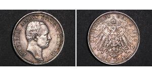 3 Mark 萨克森王国 (1806 - 1918) 銀 弗里德里希·奥古斯特三世 (萨克森国王)