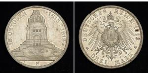 3 Mark 萨克森王国 (1806 - 1918) 銀 