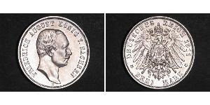 3 Mark 萨克森王国 (1806 - 1918) 銀 弗里德里希·奥古斯特三世 (萨克森国王)