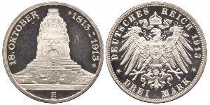 3 Mark 萨克森王国 (1806 - 1918) 銀 