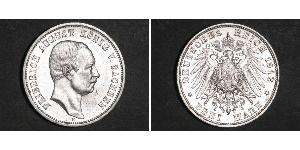 3 Mark 萨克森王国 (1806 - 1918) 銀 弗里德里希·奥古斯特三世 (萨克森国王)