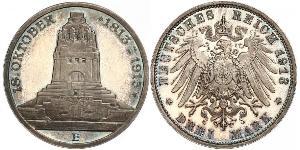 3 Mark 萨克森王国 (1806 - 1918) 銀 