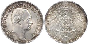 3 Mark 萨克森王国 (1806 - 1918) 銀 弗里德里希·奥古斯特三世 (萨克森国王)