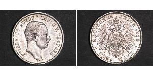 3 Mark 萨克森王国 (1806 - 1918) 銀 弗里德里希·奥古斯特三世 (萨克森国王)
