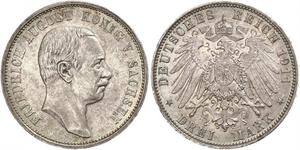 3 Mark 萨克森王国 (1806 - 1918) 銀 弗里德里希·奥古斯特三世 (萨克森国王)