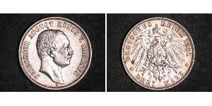 3 Mark 萨克森王国 (1806 - 1918) 銀 弗里德里希·奥古斯特三世 (萨克森国王)