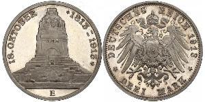 3 Mark 萨克森王国 (1806 - 1918) 銀 