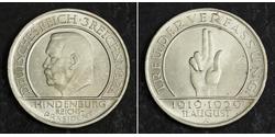 3 Mark 魏瑪共和國 (1919 - 1933) 銀 保罗·冯·兴登堡 (1847 - 1934)