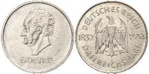 3 Mark 魏瑪共和國 (1919 - 1933) 銀 