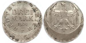 3 Mark 魏瑪共和國 (1919 - 1933) 銀 