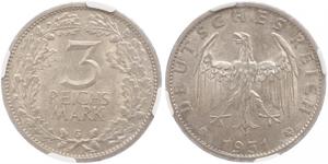 3 Mark / 3 Reichsmark République de Weimar (1918-1933) Argent 