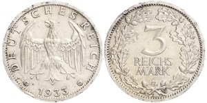 3 Mark / 3 Reichsmark République de Weimar (1918-1933) Argent 