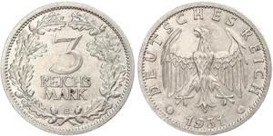 3 Mark / 3 Reichsmark République de Weimar (1918-1933) Argent 