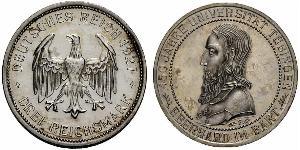 3 Mark / 3 Reichsmark République de Weimar (1918-1933) Argent 
