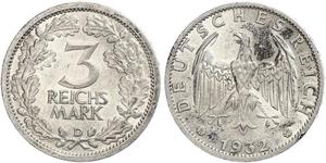 3 Mark / 3 Reichsmark République de Weimar (1918-1933) Argent 