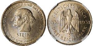 3 Mark / 3 Reichsmark Repubblica di Weimar (1918-1933) Argento 