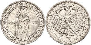 3 Mark / 3 Reichsmark Repubblica di Weimar (1918-1933) Argento 