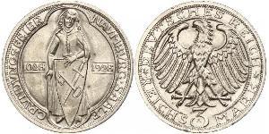 3 Mark / 3 Reichsmark Repubblica di Weimar (1918-1933) Argento 