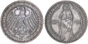 3 Mark / 3 Reichsmark Repubblica di Weimar (1918-1933) Argento 