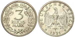3 Mark / 3 Reichsmark Repubblica di Weimar (1918-1933) Argento 