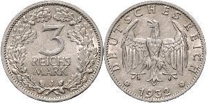 3 Mark / 3 Reichsmark Repubblica di Weimar (1918-1933) Argento 