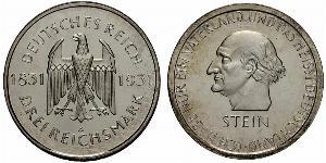 3 Mark / 3 Reichsmark Repubblica di Weimar (1918-1933) Argento 