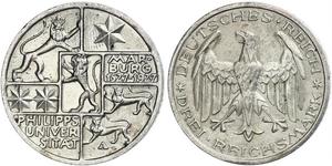 3 Mark / 3 Reichsmark Repubblica di Weimar (1918-1933) Argento 