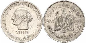 3 Mark / 3 Reichsmark República de Weimar (1918-1933) Plata 