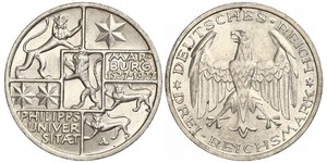 3 Mark / 3 Reichsmark República de Weimar (1918-1933) Plata 