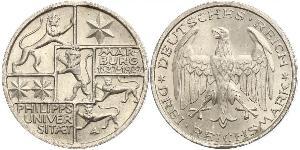 3 Mark / 3 Reichsmark República de Weimar (1918-1933) Plata 