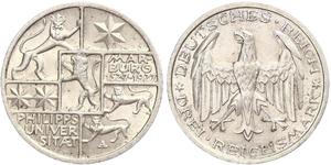 3 Mark / 3 Reichsmark República de Weimar (1918-1933) Plata 