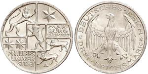 3 Mark / 3 Reichsmark República de Weimar (1918-1933) Plata 