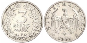 3 Mark / 3 Reichsmark República de Weimar (1918-1933) Plata 