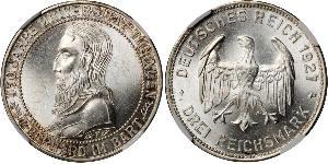 3 Mark / 3 Reichsmark República de Weimar (1918-1933) Plata 