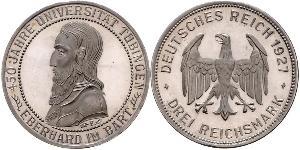 3 Mark / 3 Reichsmark República de Weimar (1918-1933) Plata 